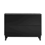 Aparador con 3 puertas de cristal de espejo y tirador plateado - 47.2L x 15.6W x 33.9H