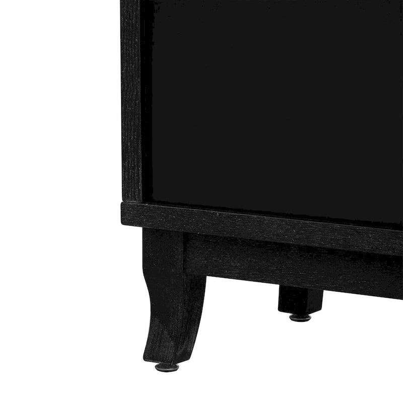Aparador con 3 puertas de cristal de espejo y tirador plateado - 47.2L x 15.6W x 33.9H
