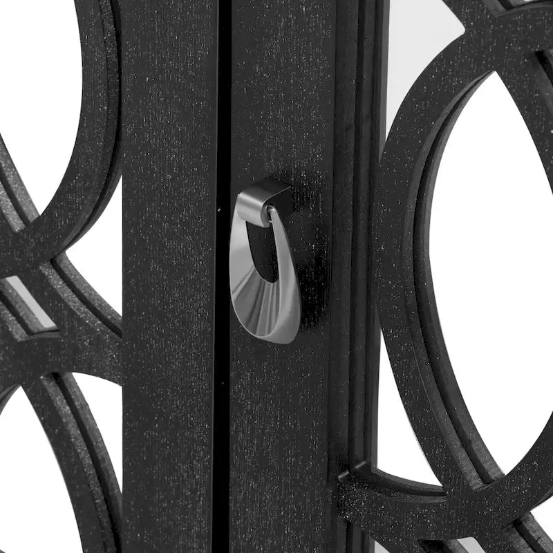 Aparador con 3 puertas de cristal de espejo y tirador plateado - 47.2L x 15.6W x 33.9H