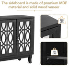 Aparador con 3 puertas de cristal de espejo y tirador plateado - 47.2L x 15.6W x 33.9H