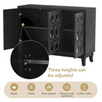 Aparador con 3 puertas de cristal de espejo y tirador plateado - 47.2L x 15.6W x 33.9H