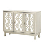Aparador con 3 puertas de cristal de espejo y tirador plateado - 47.2L x 15.6W x 33.9H