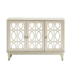 Aparador con 3 puertas de cristal de espejo y tirador plateado - 47.2L x 15.6W x 33.9H