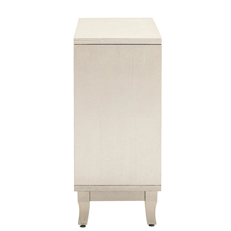 Aparador con 3 puertas de cristal de espejo y tirador plateado - 47.2L x 15.6W x 33.9H