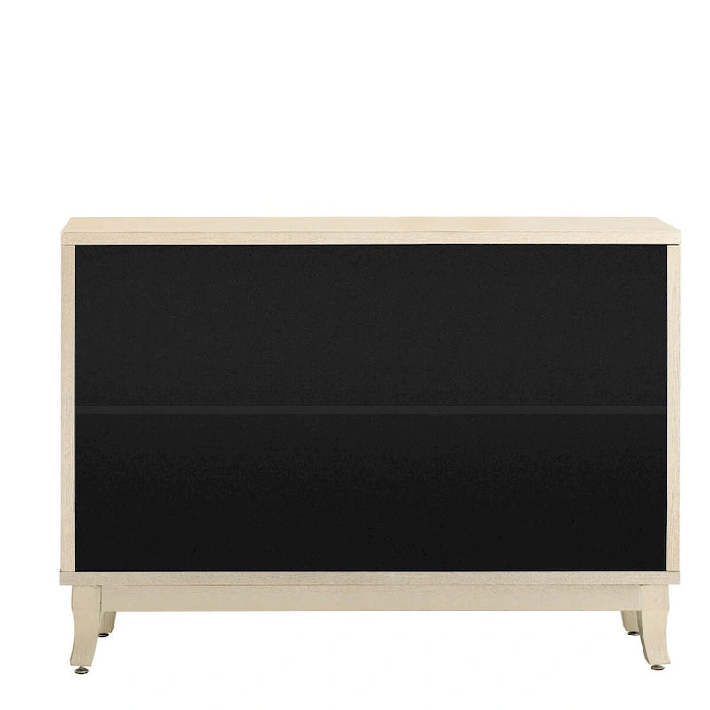 Aparador con 3 puertas de cristal de espejo y tirador plateado - 47.2L x 15.6W x 33.9H