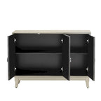 Aparador con 3 puertas de cristal de espejo y tirador plateado - 47.2L x 15.6W x 33.9H