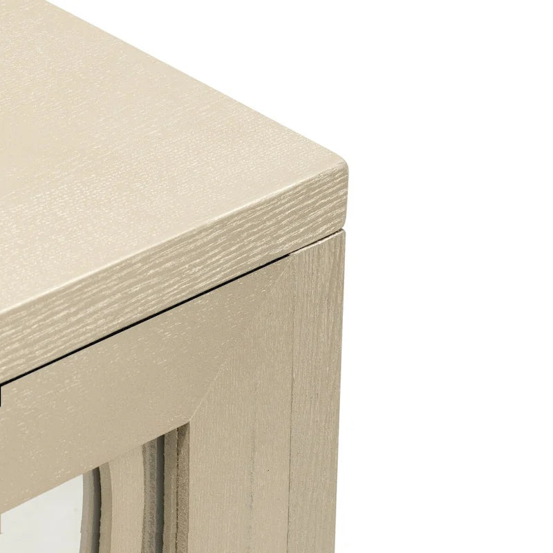 Aparador con 3 puertas de cristal de espejo y tirador plateado - 47.2L x 15.6W x 33.9H
