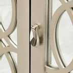 Aparador con 3 puertas de cristal de espejo y tirador plateado - 47.2L x 15.6W x 33.9H