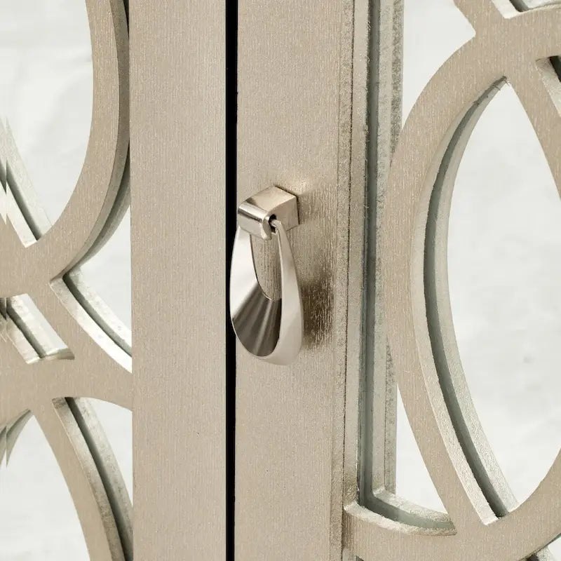 Aparador con 3 puertas de cristal de espejo y tirador plateado - 47.2L x 15.6W x 33.9H