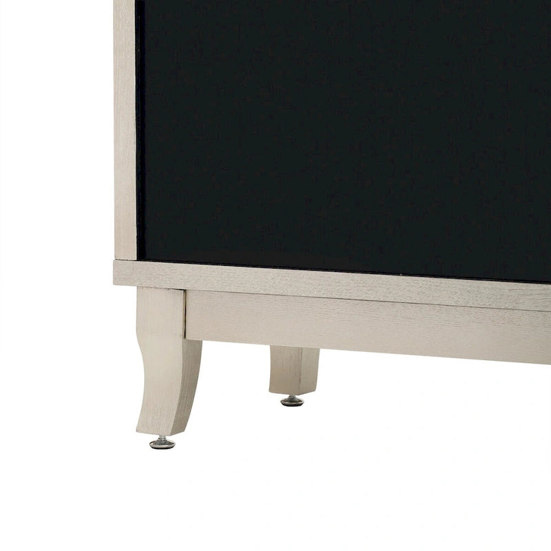 Aparador con 3 puertas de cristal de espejo y tirador plateado - 47.2L x 15.6W x 33.9H