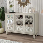 Aparador con 3 puertas de cristal de espejo y tirador plateado - 47.2L x 15.6W x 33.9H