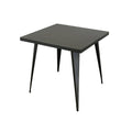 Mesa de comedor con tablero metálico cuadrado y patas metálicas
